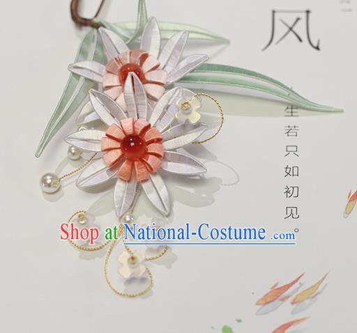 Chinese Ancient Princess Flowers Hairpin Hair Accessories Traditional Silk Chrysanthemum Hair Stick