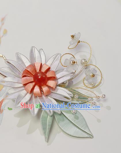 Chinese Traditional Silk Chrysanthemum Hair Stick Ancient Princess Flowers Hairpin Hair Accessories