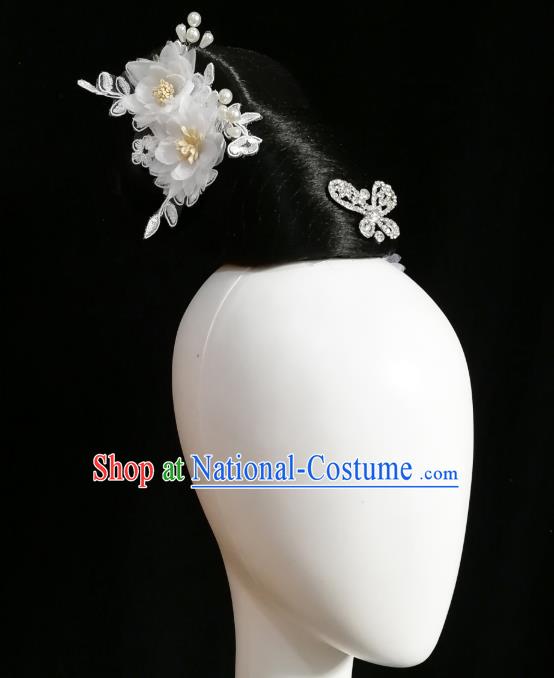 Traditional China Handmade Umbrella Dance Wig Chignon Fan Dance Stage Show Hair Accessories Classical Dance Headwear