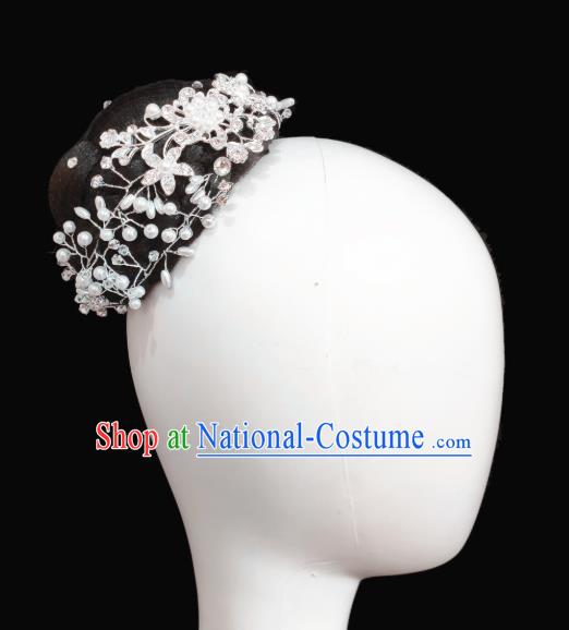 Traditional China Handmade Fan Dance Wig Chignon Stage Show Hair Accessories Folk Dance Headwear