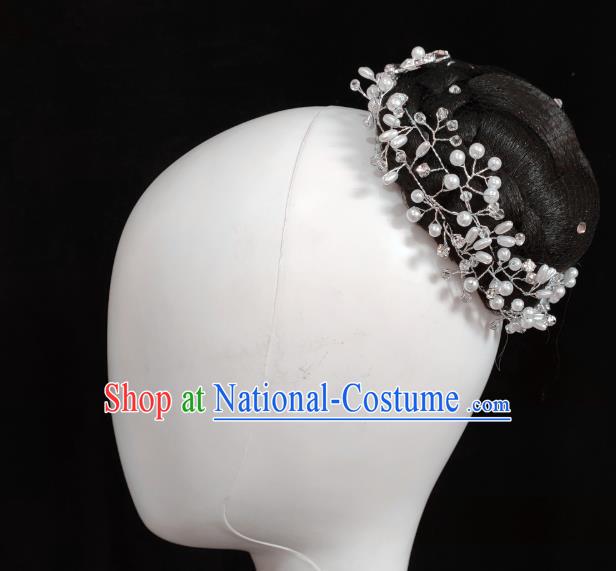 Traditional China Handmade Fan Dance Wig Chignon Stage Show Hair Accessories Folk Dance Headwear