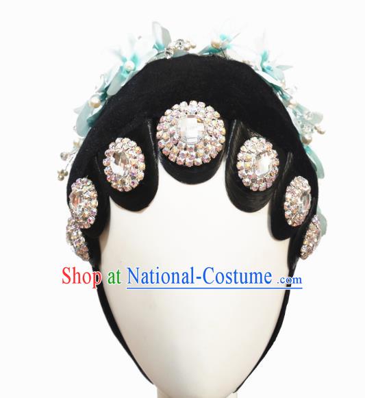 Traditional China Handmade Beijing Opera Wig Chignon Stage Show Hair Accessories Classical Dance Headdress