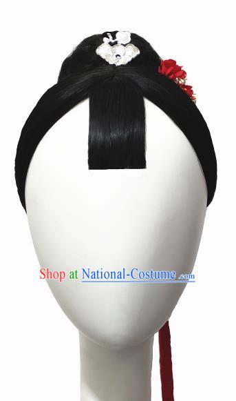 Traditional China Folk Dance Headwear Handmade Fan Dance Hair Accessories Wig Sheath