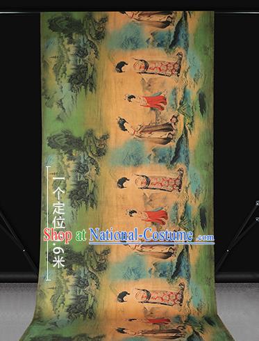 Chinese Cheongsam Gambiered Guangdong Gauze Cloth Traditional Silk Drapery Classical Tang Dynasty Palace Lady Pattern Brocade Fabric