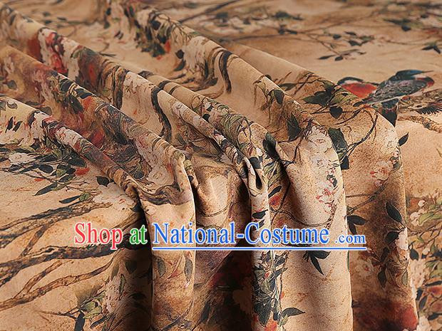 Chinese Classical Begonia Pattern Silk Drapery Traditional Cheongsam Gambiered Guangdong Gauze Ginger Brocade Fabric