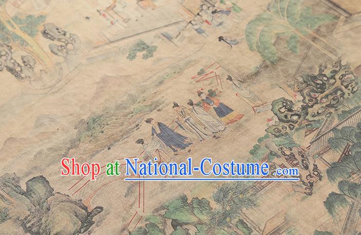 Chinese Classical Dream of the Red Chamber Pattern Gambiered Guangdong Gauze Traditional Cheongsam Brocade Fabric Silk Drapery