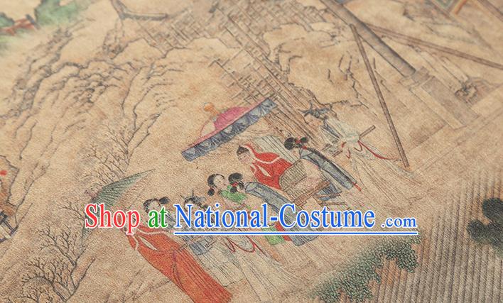 Chinese Classical Dream of the Red Chamber Pattern Gambiered Guangdong Gauze Traditional Cheongsam Brocade Fabric Silk Drapery