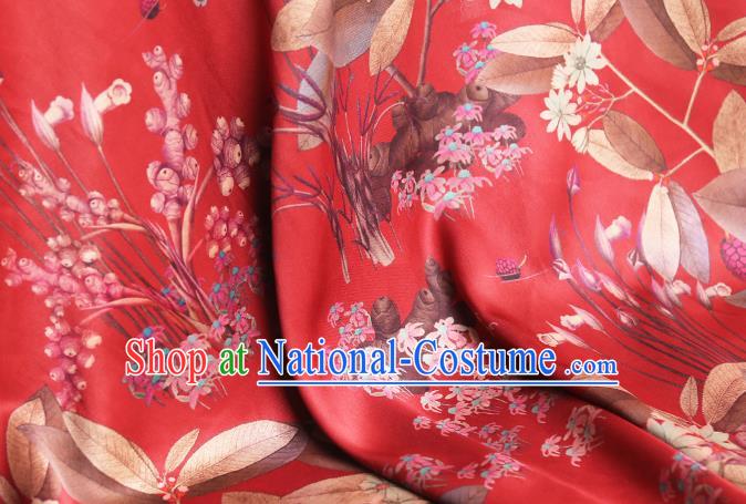 Chinese Wedding Printing Red Gambiered Guangdong Gauze Drapery Traditional Qipao Dress Silk Fabric