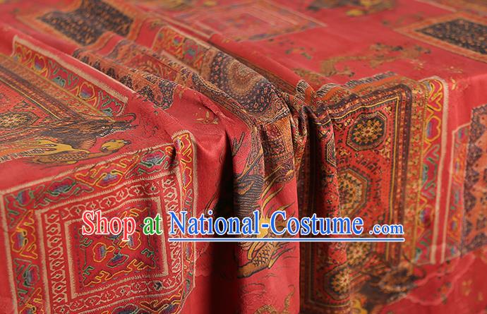 Chinese Traditional Wedding Silk Fabric Classical Qipao Dress Red Gambiered Guangdong Gauze