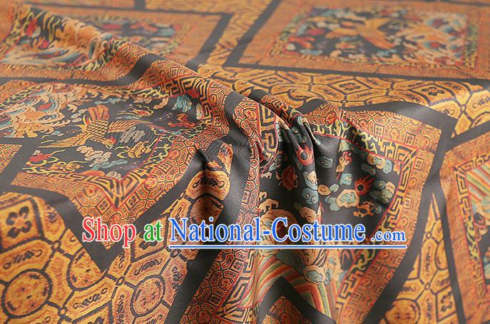 Chinese Traditional Qipao Dress Phoenix Pattern Gambiered Guangdong Gauze Classical Ginger Silk Fabric