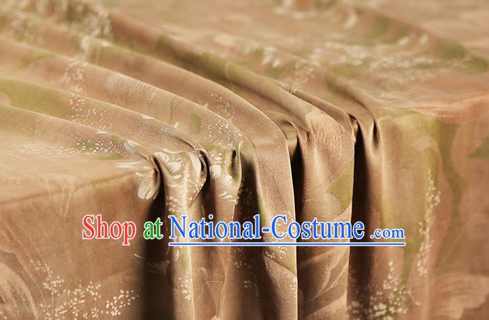 Chinese Traditional Qipao Dress Material Gambiered Guangdong Gauze Classical Cheongsam Khaki Silk Fabric