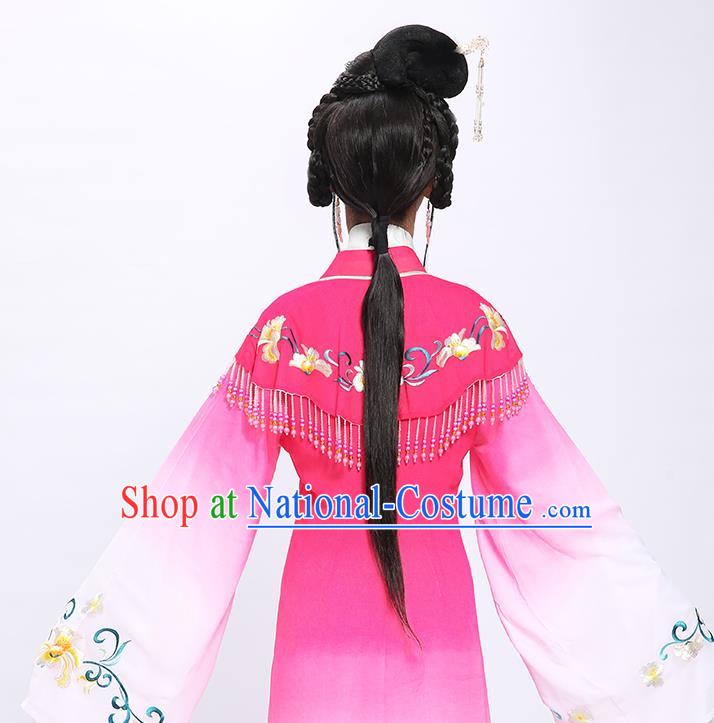 China Huangmei Opera Actress Garment Costumes Traditional Peking Opera Young Lady Rosy Embroidered Dress Clothing and Headdress