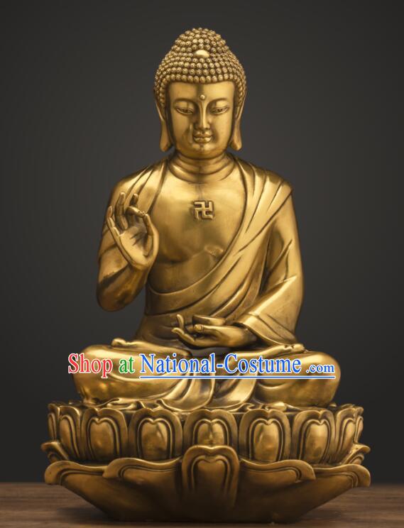 Top Chinese Handmade Brass Buddha Copper Shakyamuni Buddha Status Traditional Buddhism Figurine