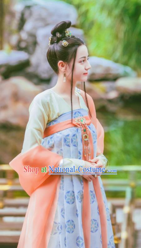 Chinese Tang Dynasty Princess Garment Costumes Traditional Hanfu Ruqun Dress Drama The Long Ballad Li Chang Ge Clothing and Headpieces