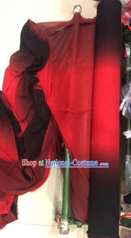 China Traditional Costumes Fabric Gradient Red and Black Chiffon Fabrics Dance Dress Cloth