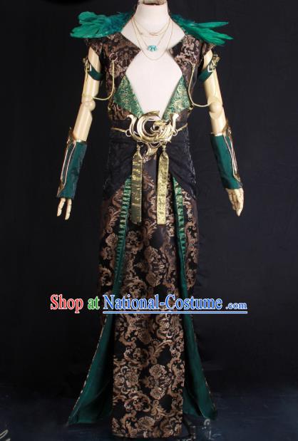 Chinese Ancient Swordsman Attire Cosplay Young Hero Garment Costumes Cartoon Legend of Exorcism Character Qing Xiong Clothing