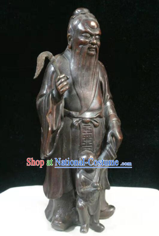 Handmade Zhang Xian Da Di Bronze Statue Copper Zhang Xian Song Zi Statue Chinese God Statue