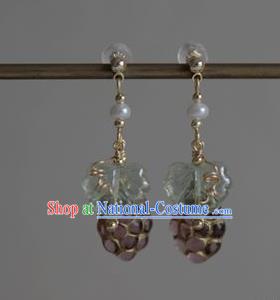 Chinese Ancient Song Dynasty Princess Ear Jewelry Traditional Hanfu Grape Earrings Accessories