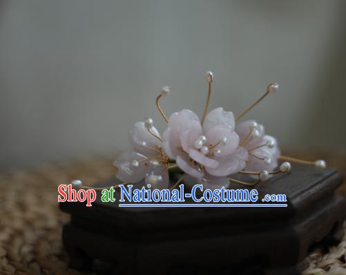 Chinese Handmade Hairpin Traditional Hanfu Hair Accessories Ancient Princess Peach Blossom Hair Stick