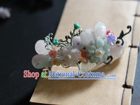 Chinese Handmade Hair Stick Traditional Ming Dynasty Princess Crystal Flowers Hair Claw