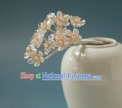 Chinese Handmade Crystal Pear Blossom Hair Stick Traditional Ming Dynasty Hanfu Hairpin