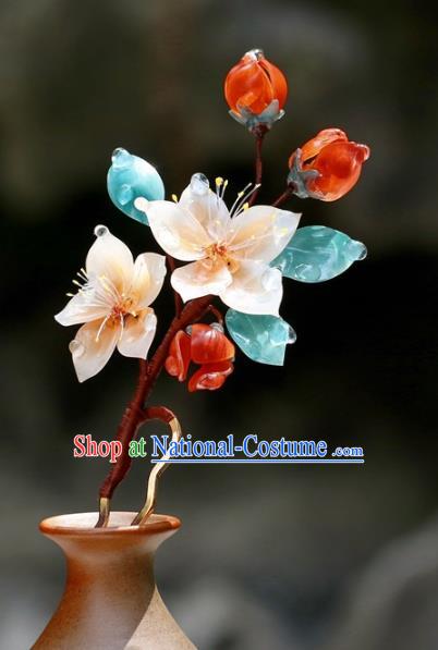 China Traditional Ming Dynasty Hairpin Classical Hair Accessories Hanfu Peach Blossom Hair Stick