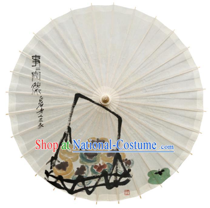 China Traditional Ink Painting Persimmon Umbrella Handmade Cheongsam Dance Oil Paper Umbrella