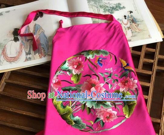 China Traditional Wedding Stomachers Undergarment Handmade Embroidered Lotus Rosy Silk Bellyband Corset