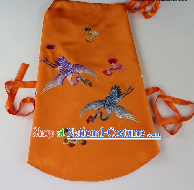 China Traditional Women Stomachers Sexy Corset Handmade Embroidered Cranes Orange Silk Bellyband Undergarment