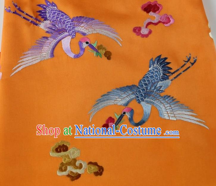 China Traditional Women Stomachers Sexy Corset Handmade Embroidered Cranes Orange Silk Bellyband Undergarment