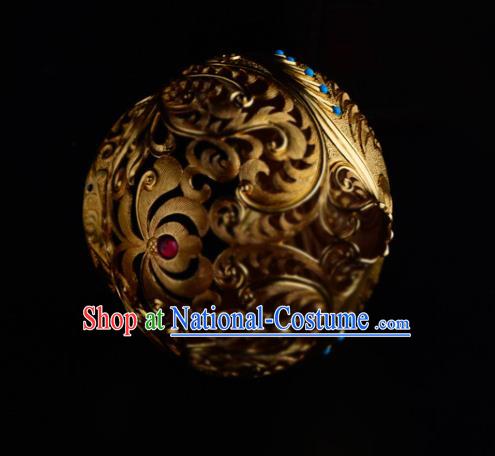 China Ancient Court Beauty Phoenix Coronet Handmade Traditional Tang Dynasty Palace Princess Golden Hair Crown