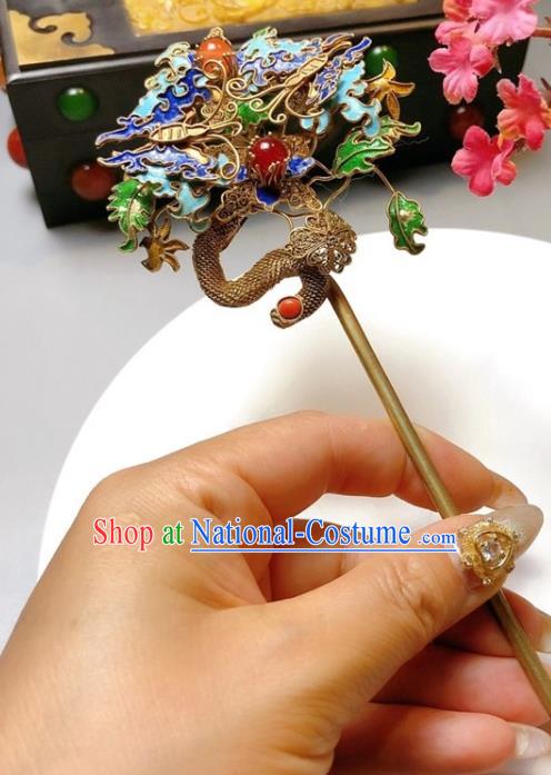 China Traditional Hair Accessories Classical Blueing Butterfly Hairpin Handmade Qing Dynasty Filigree Hair Stick