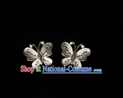 Chinese Traditional Hanfu Earrings Accessories Ancient Princess Silver Butterfly Ear Jewelry