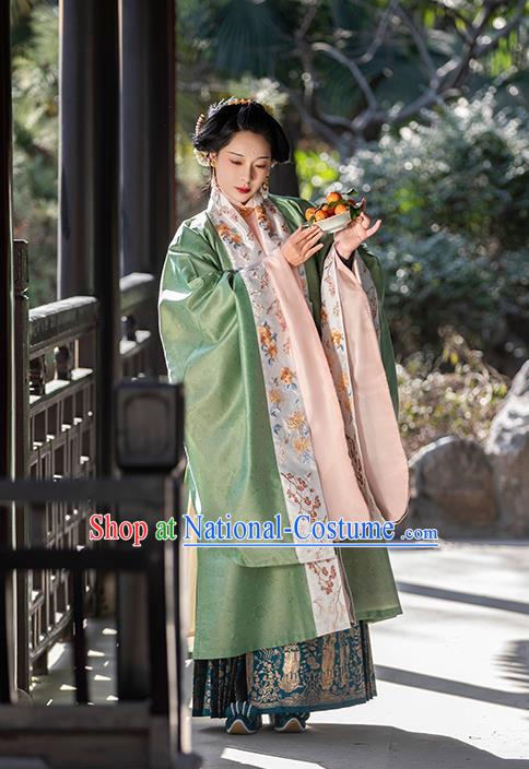 China Ancient Noble Female Embroidered Costumes Ming Dynasty Patrician Countess Historical Clothing Complete Set