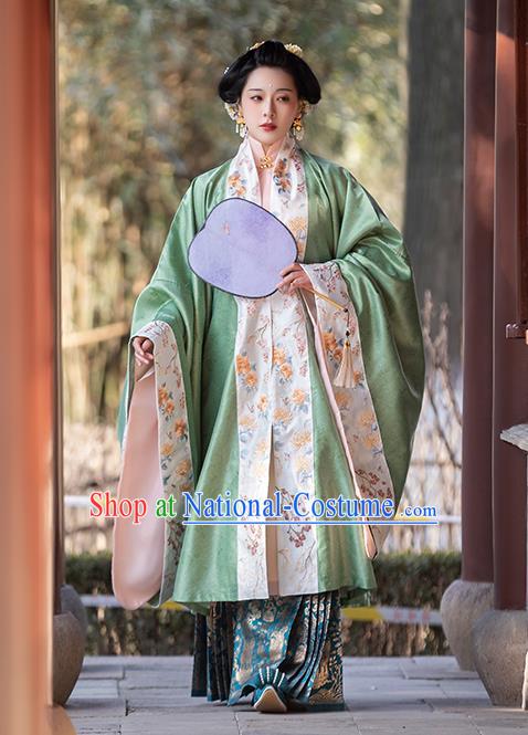 China Ancient Noble Female Embroidered Costumes Ming Dynasty Patrician Countess Historical Clothing Complete Set