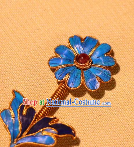 China Qing Dynasty Palace Lady Hairpin Ancient Princess Flowers Hair Stick Traditional Cloisonne Hair Jewelry