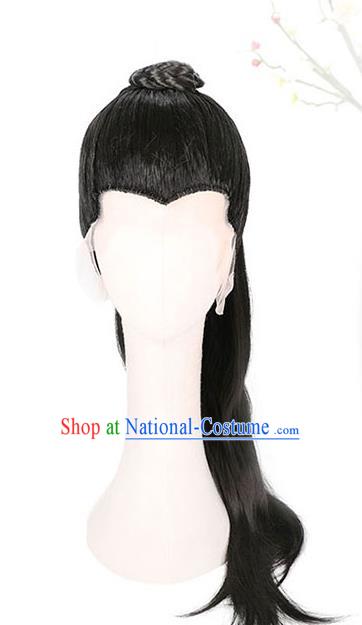 China Ancient Swordsman Wigs Traditional Tang Dynasty Noble Childe Wig Sheath for Men