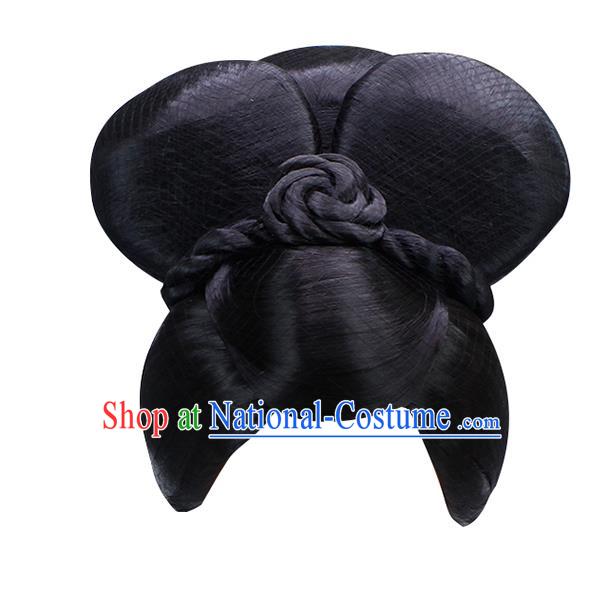 Chinese Ancient Palace Lady Wig Sheath Traditional Ming Dynasty Imperial Consort Wigs Chignon Headwear