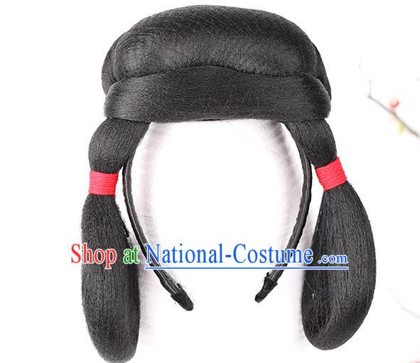 Chinese Ancient Servant Girl Wig Sheath Traditional Tang Dynasty Palace Lady Wigs Chignon Hair Clasp