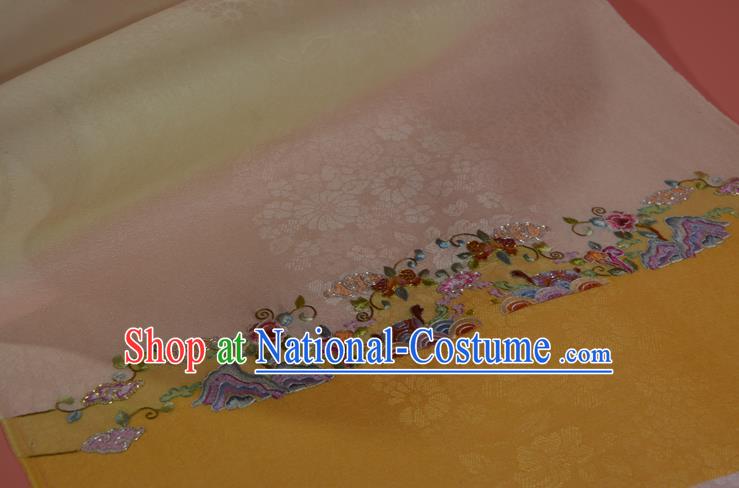 Chinese Embroidered Flowers Silk Material Traditional Hanfu Dress Silk Fabric