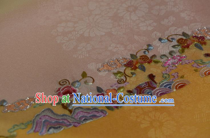 Chinese Embroidered Flowers Silk Material Traditional Hanfu Dress Silk Fabric