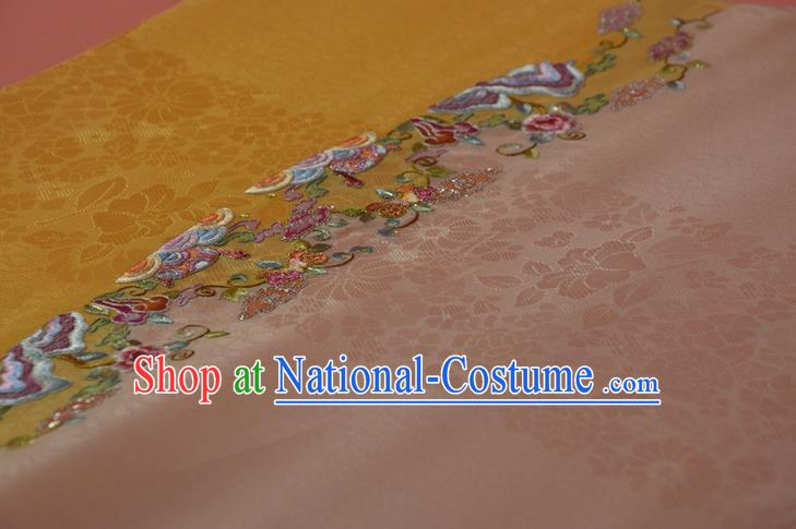 Chinese Embroidered Flowers Silk Material Traditional Hanfu Dress Silk Fabric