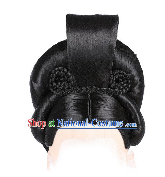 Chinese Ancient Imperial Consort Wig Sheath Traditional Tang Dynasty Court Woman Wigs Chignon Headdress