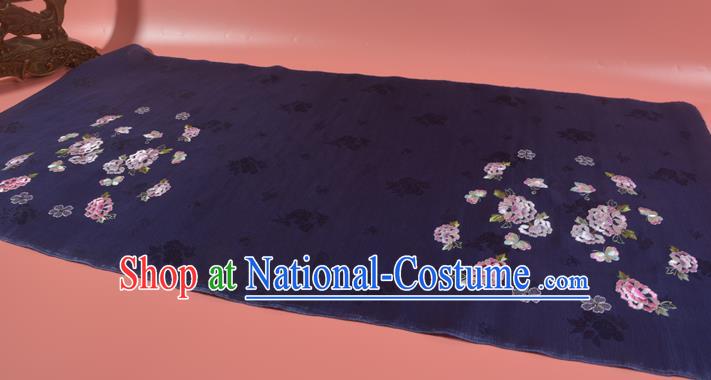 Chinese Classical Dark Purple Natural Silk Material Traditional Hanfu Embroidered Peony Flowers Silk Fabric