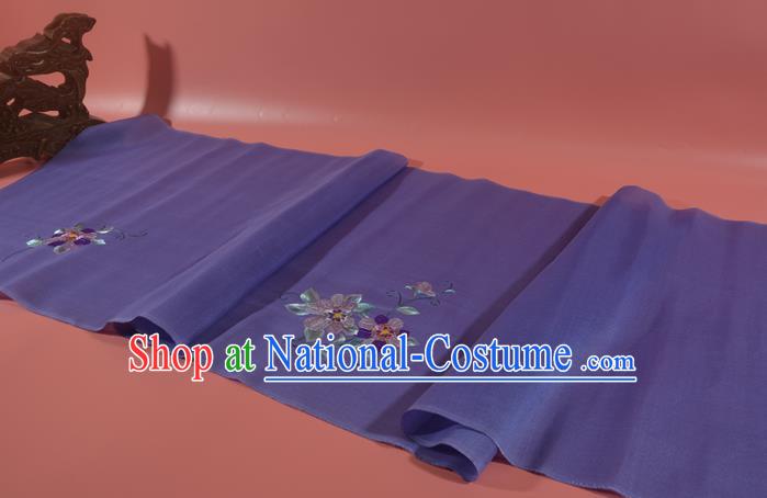 Traditional Korean Hanbok Dress Violet Silk Fabric Handmade Embroidered Chrysanthemum Silk Cloth