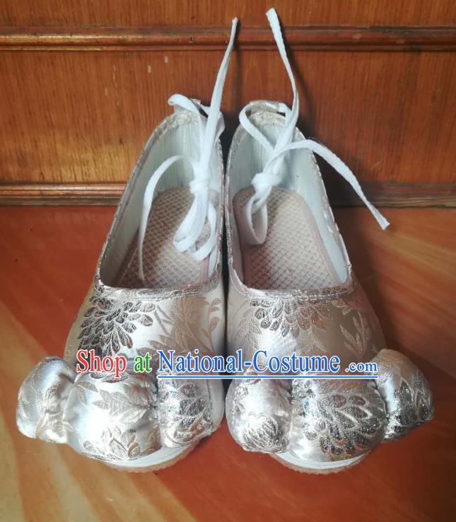 China Hanfu Shoes Classical White Brocade Shoes Traditional Tang Dynasty Princess Shoes