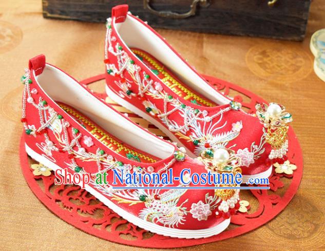 China Wedding Shoes Women Shoes National Embroidered Red Cloth Shoes Traditional Hanfu Shoes