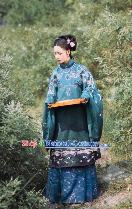 China Ancient Royal Countess Embroidered Costumes Traditional Ming Dynasty Court Woman Historical Clothing