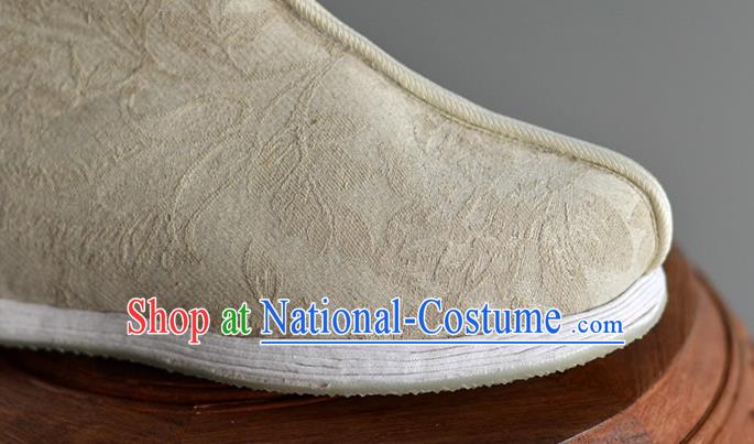 China Handmade Beige Cloth Shoes Ancient Swordsman Short Boots