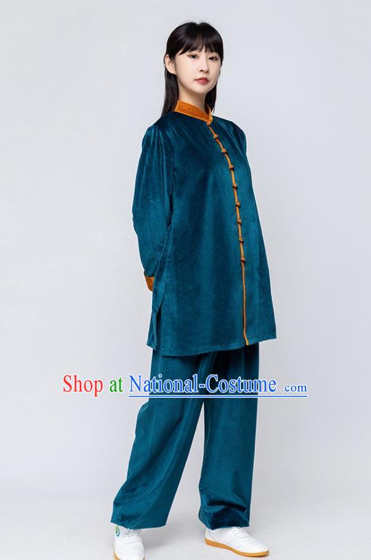 China Traditional Kung Fu Costumes Martial Arts Competition Clothing Woman Tai Chi Training Peacock Pleuche Uniforms